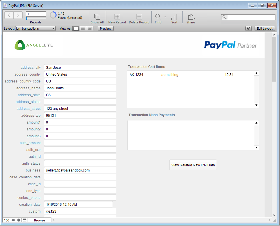 PayPal Notify FileMaker